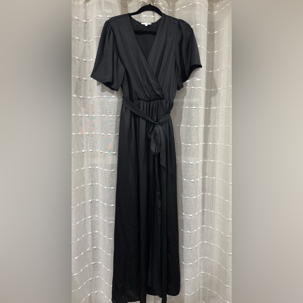 Baltic Born Sicily Satin Maxi Dress - Black, Size XXL